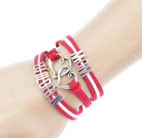 Multilayer Braided Bracelets Antique Alloy Mom Children Alphabet Charm Bracelet Korea Cashmere Leather Bracelet Bangle