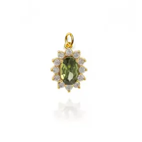 Oval Green Zircon Charm For Charm Necklace & Bracelet