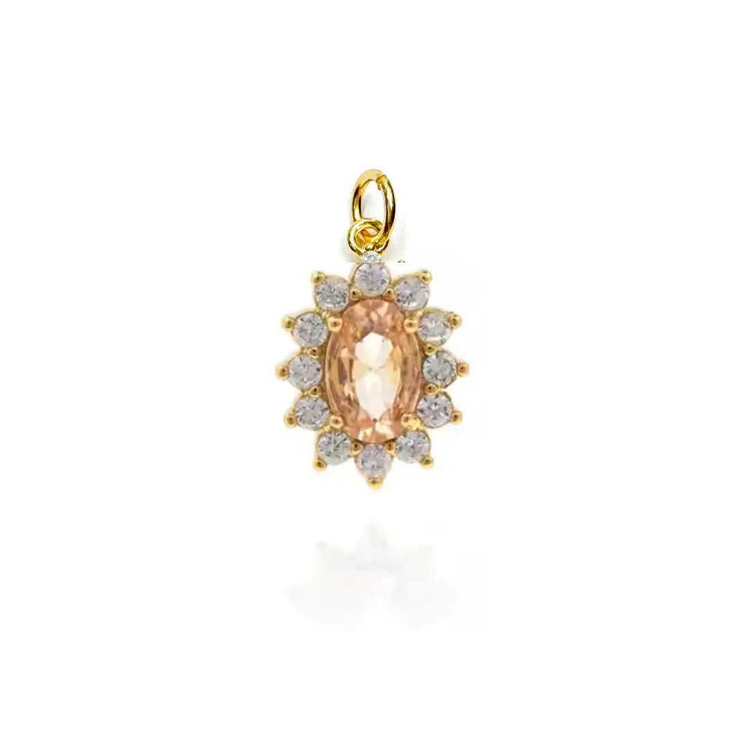 Oval Peach Zircon Charm For Charm Necklace & Bracelet