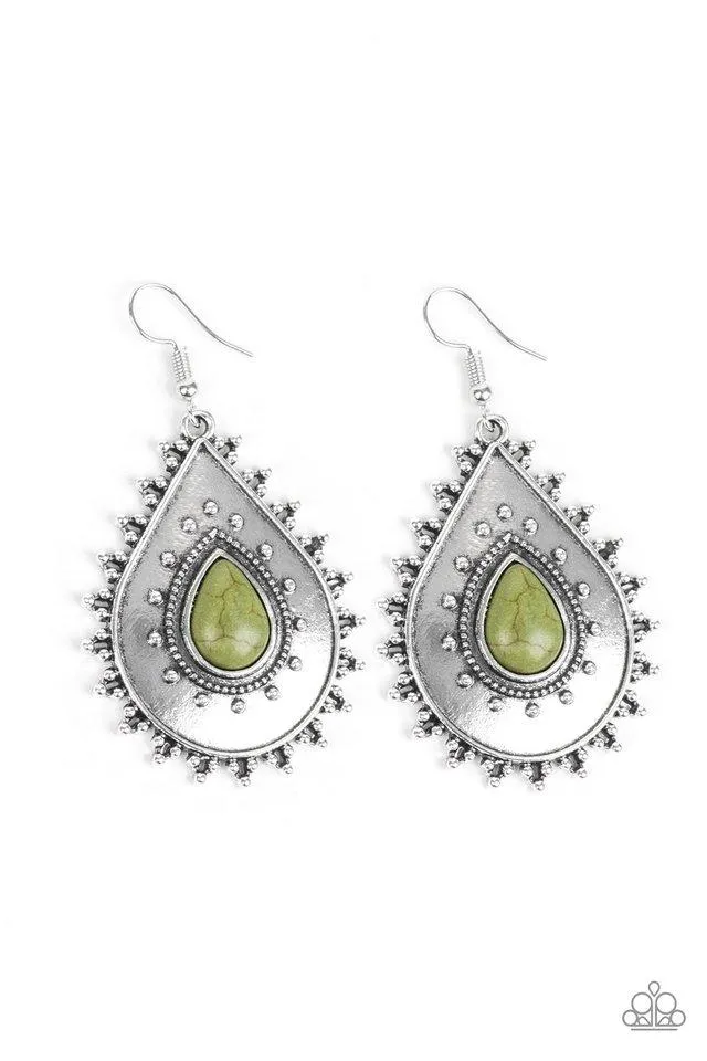 Paparazzi Earring ~ Desert Drama - Green