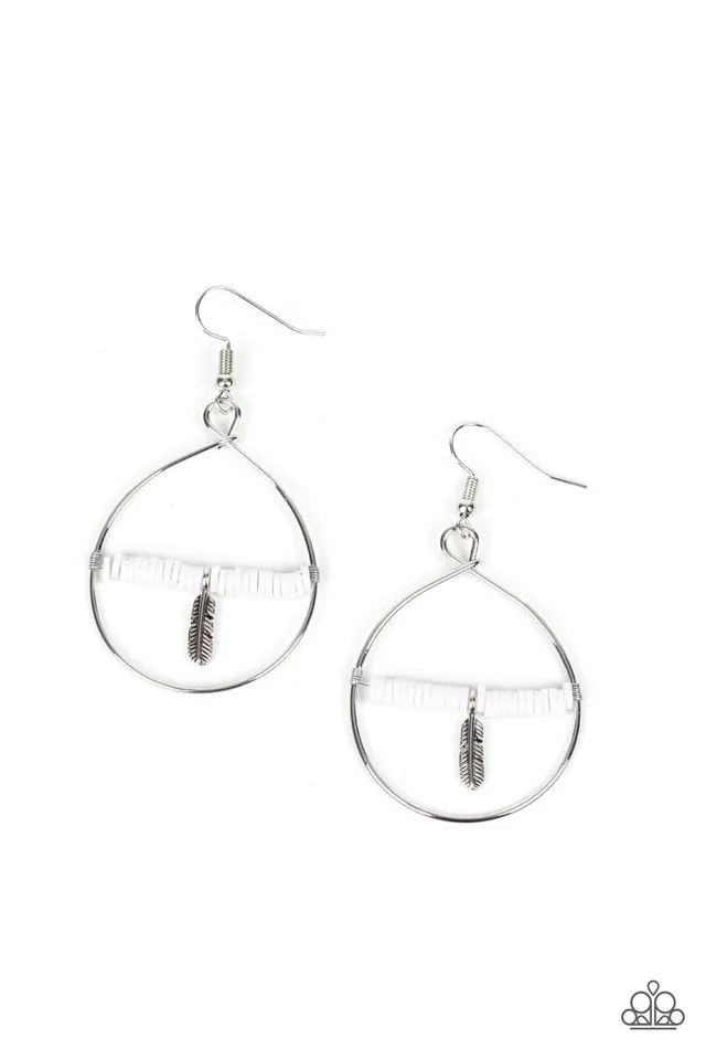 Paparazzi Earring ~ Free Bird Freedom - White