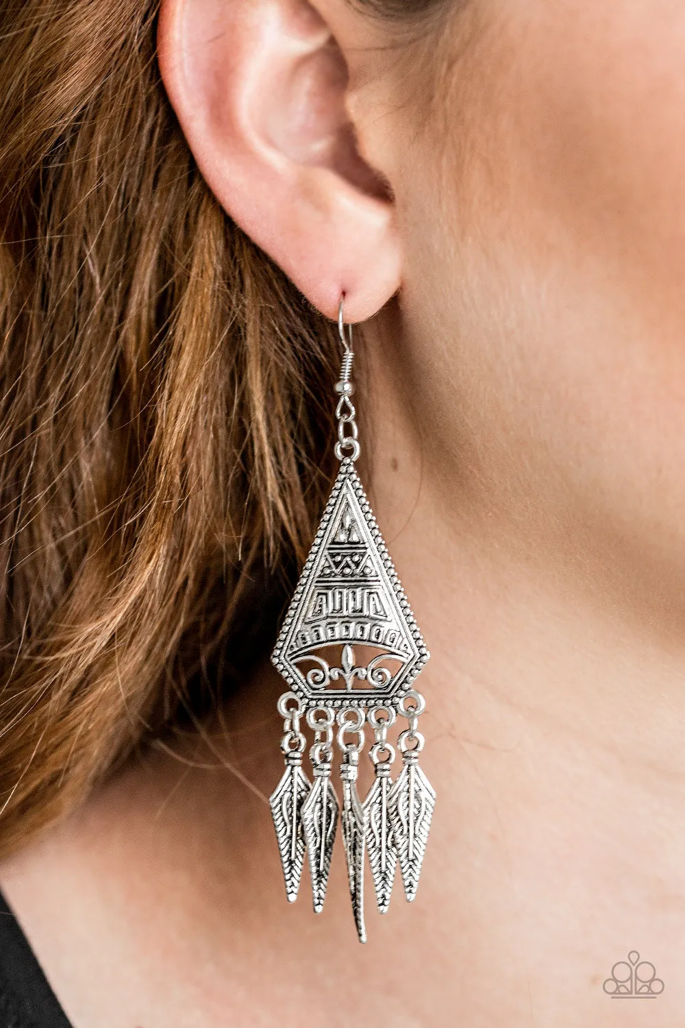 Paparazzi Earring ~ Me Oh MAYAN - Silver