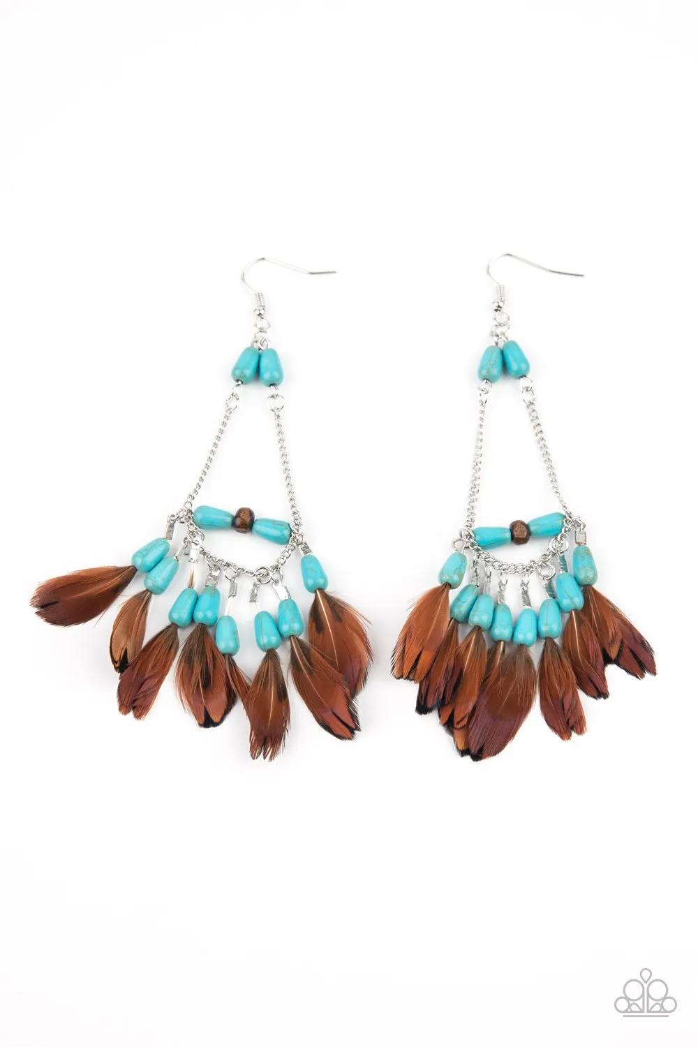 Paparazzi Haute Hawk - Blue Feather Earrings