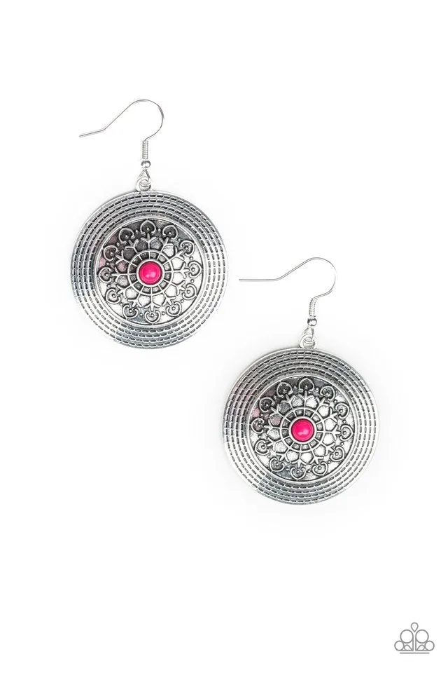 Paparazzi Karma Drama - Pink Earrings