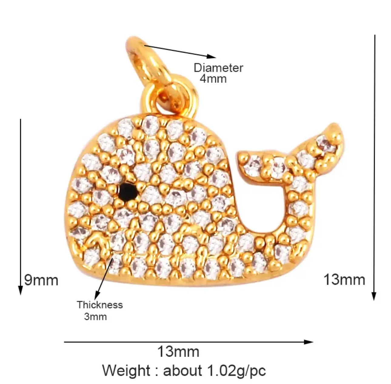 Pave Whale Charm For Charm Bar & Charm Necklaces