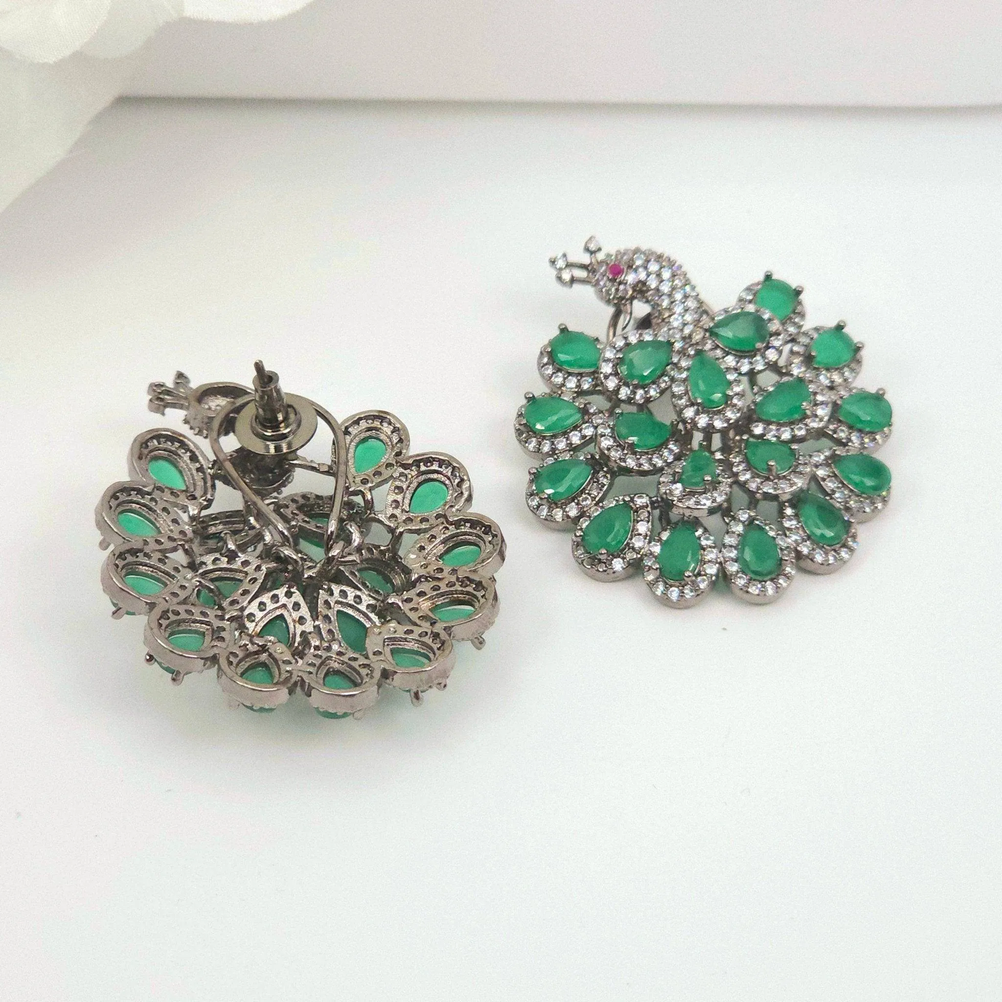 Peacock style AD Morni Stud Earrings