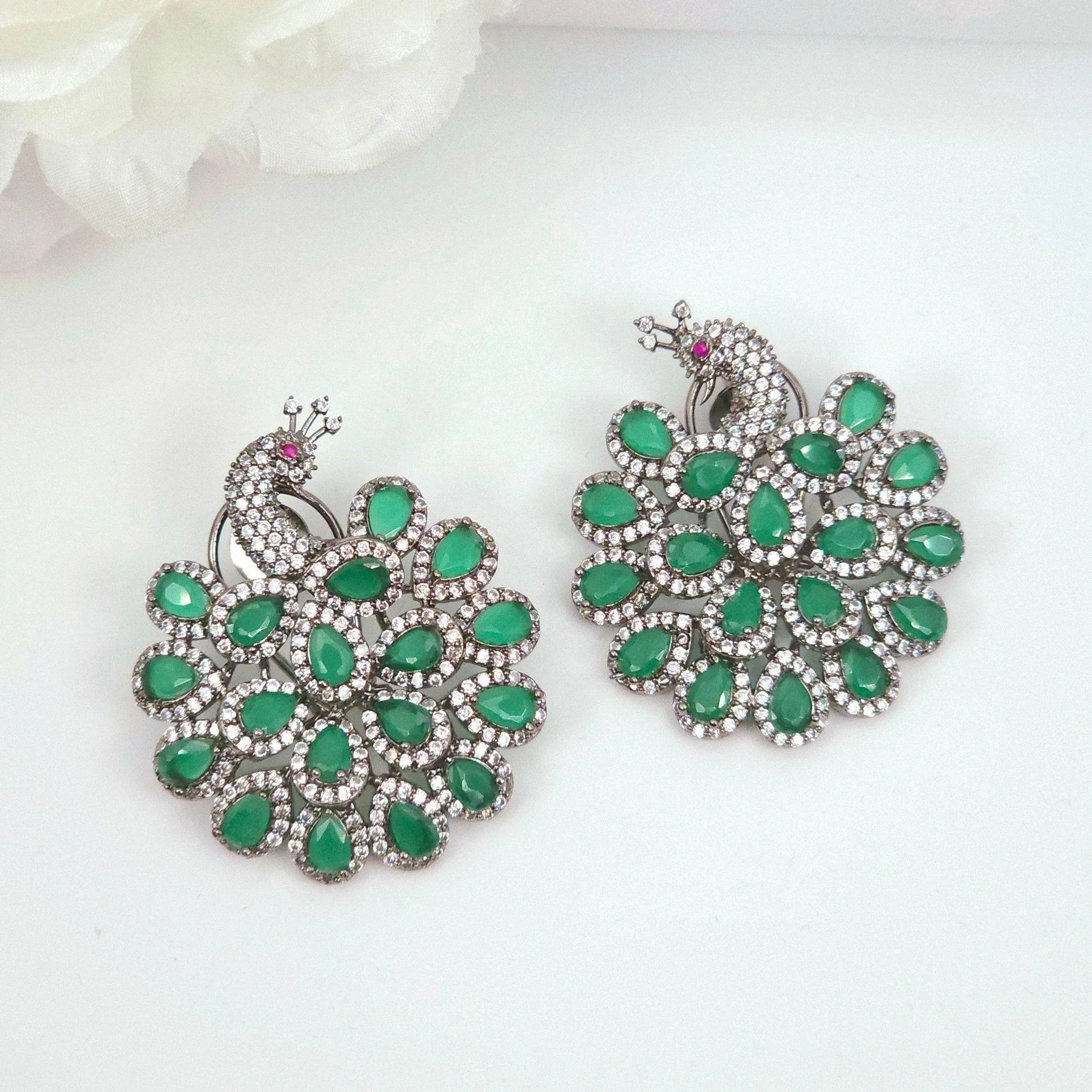 Peacock style AD Morni Stud Earrings