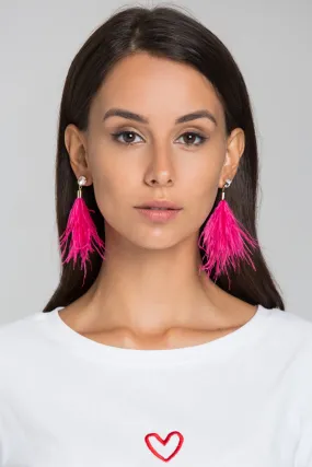 Pink Feather Earrings