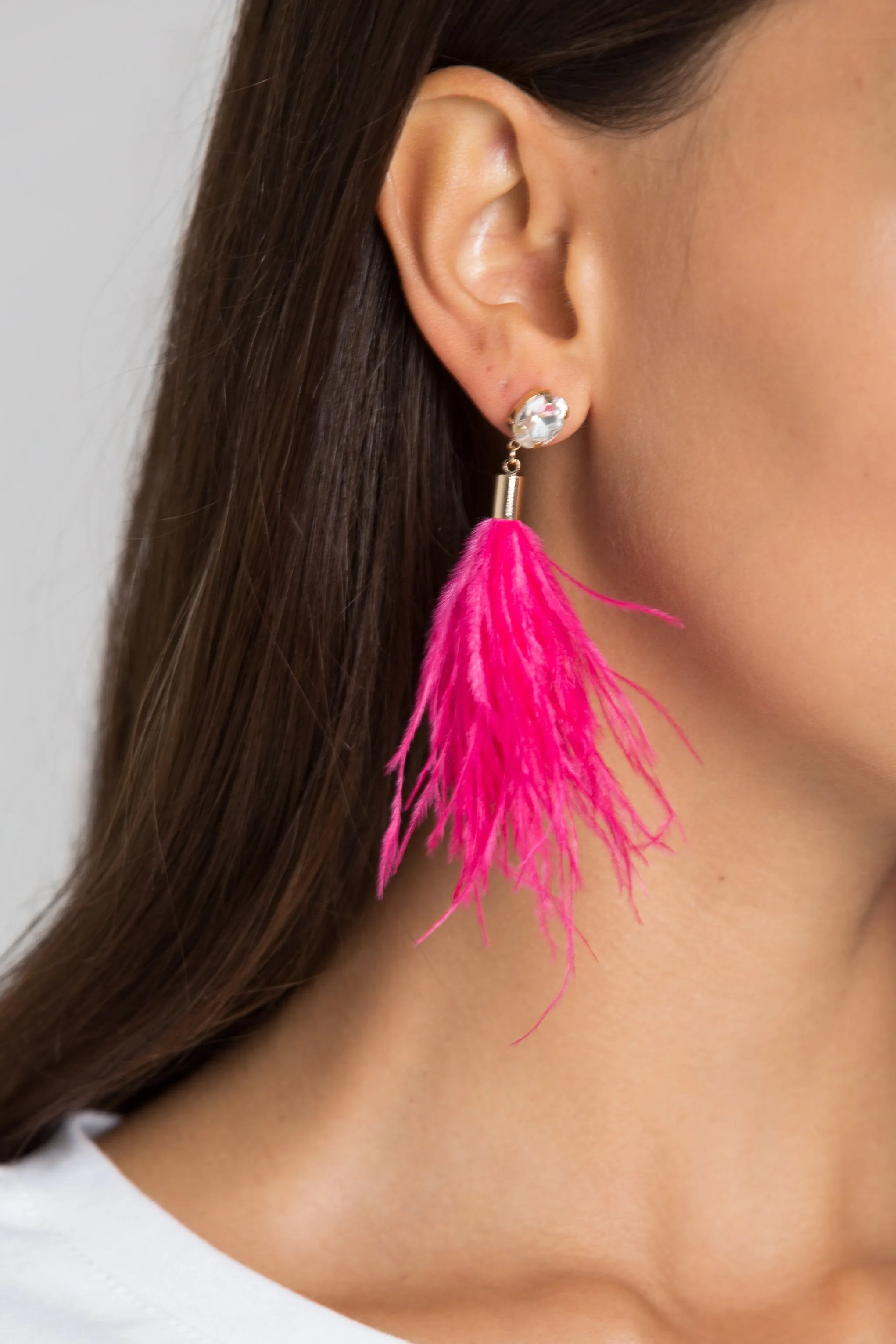 Pink Feather Earrings