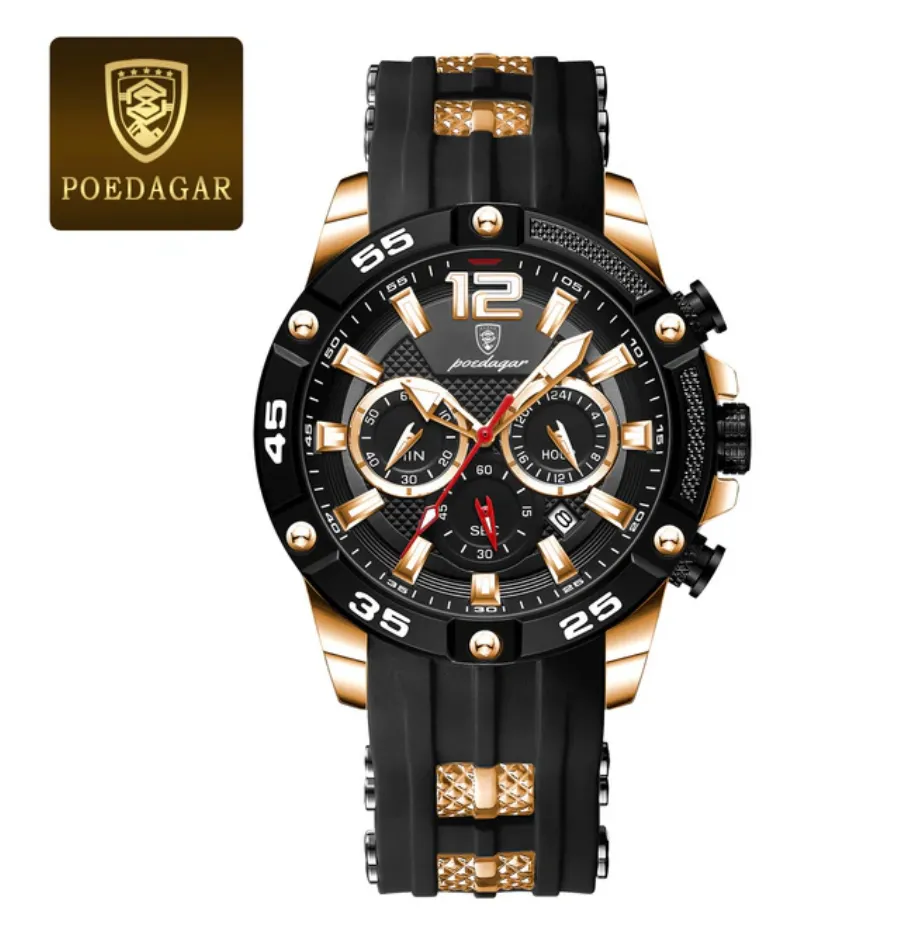 POEDAGAR Luxury Men's Watch: Elegance Meets Sporty Functionality