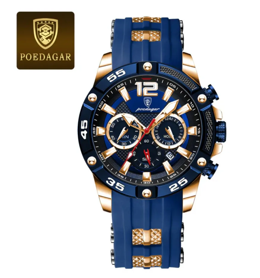 POEDAGAR Luxury Men's Watch: Elegance Meets Sporty Functionality