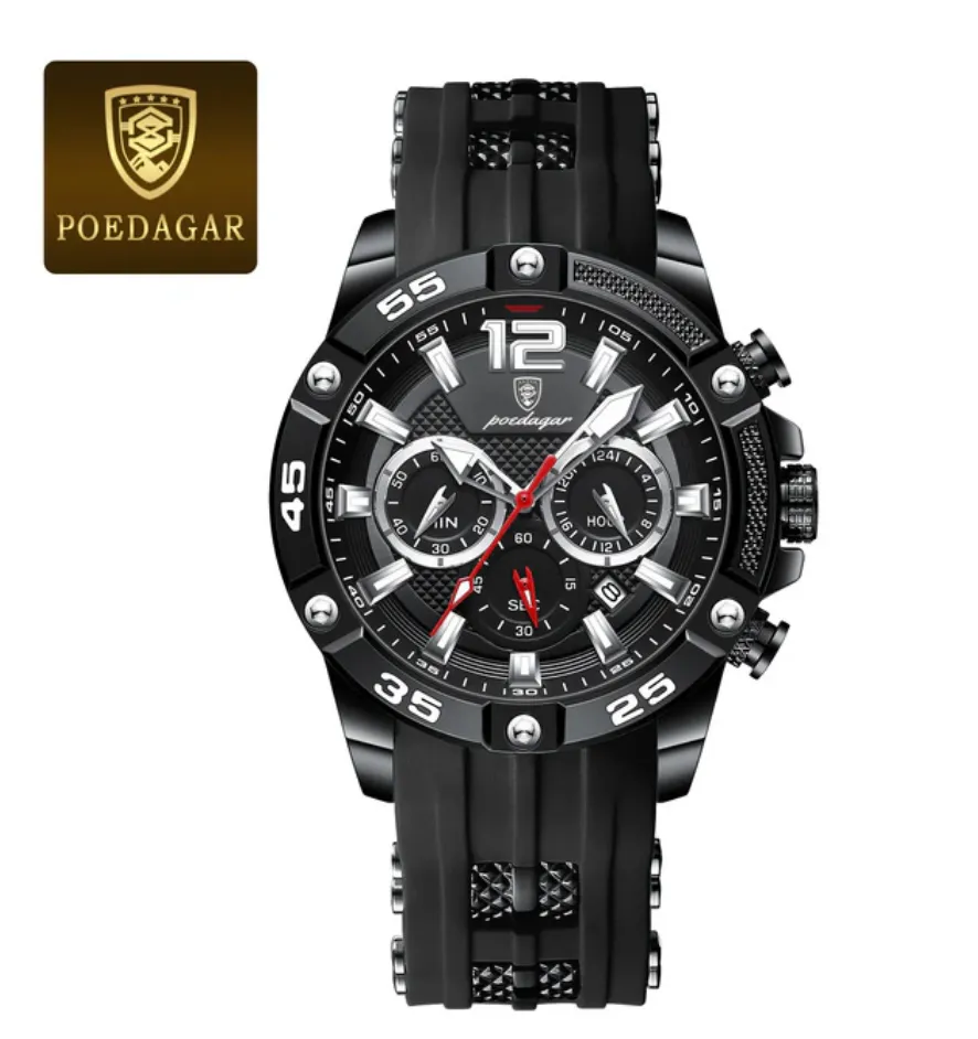 POEDAGAR Luxury Men's Watch: Elegance Meets Sporty Functionality