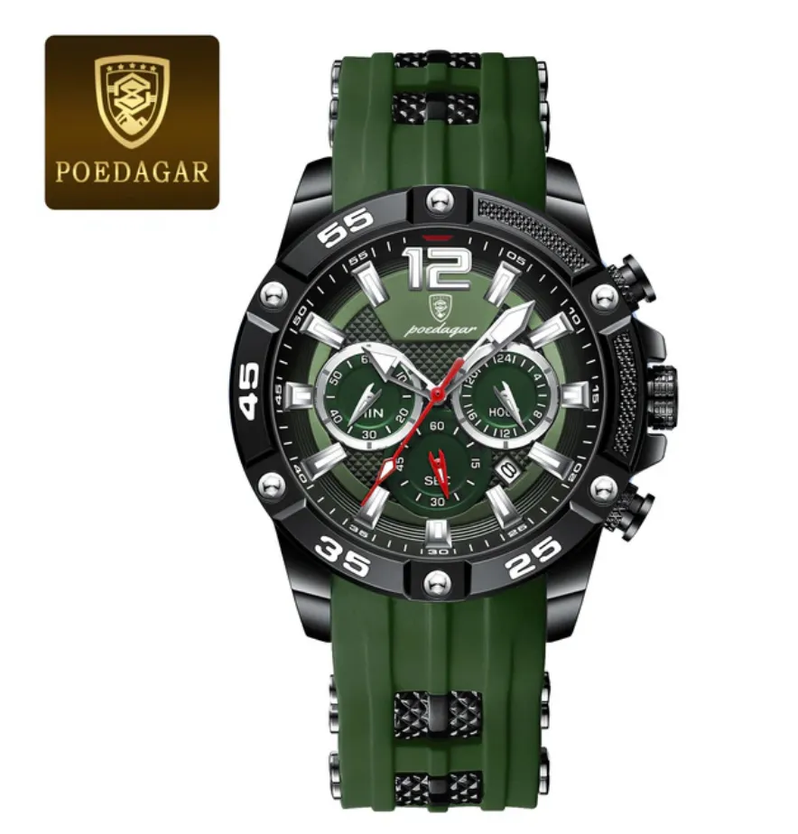 POEDAGAR Luxury Men's Watch: Elegance Meets Sporty Functionality