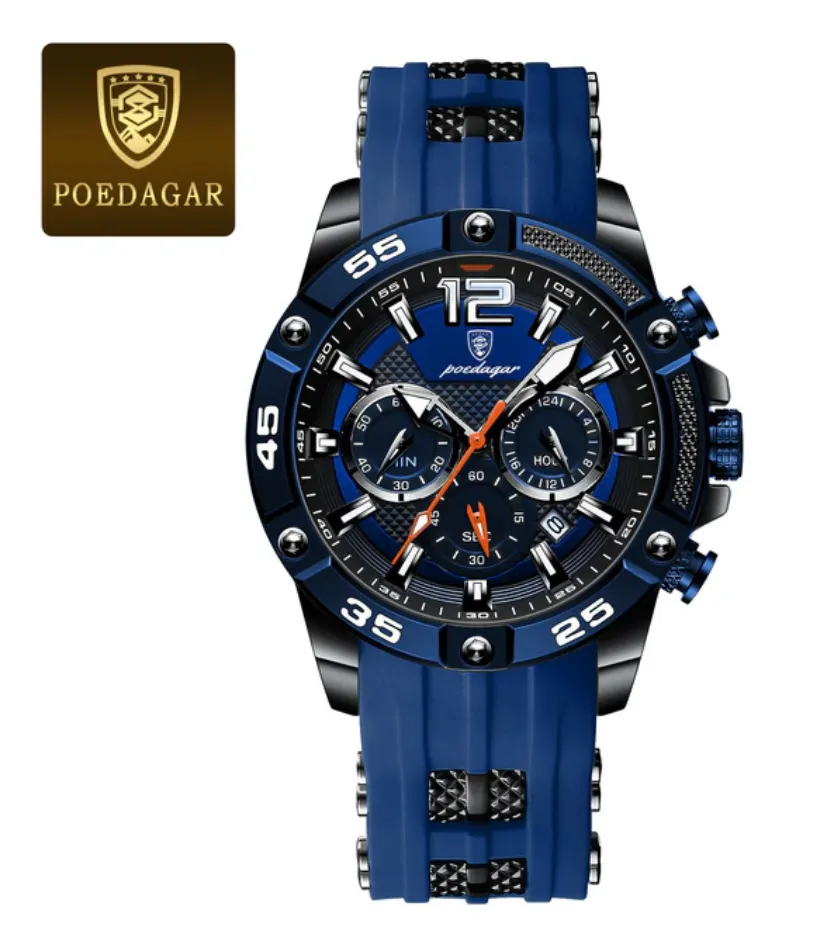 POEDAGAR Luxury Men's Watch: Elegance Meets Sporty Functionality