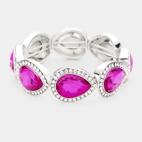 PORSHA - purple clear marquise crystal rhinestone stretch bracelet