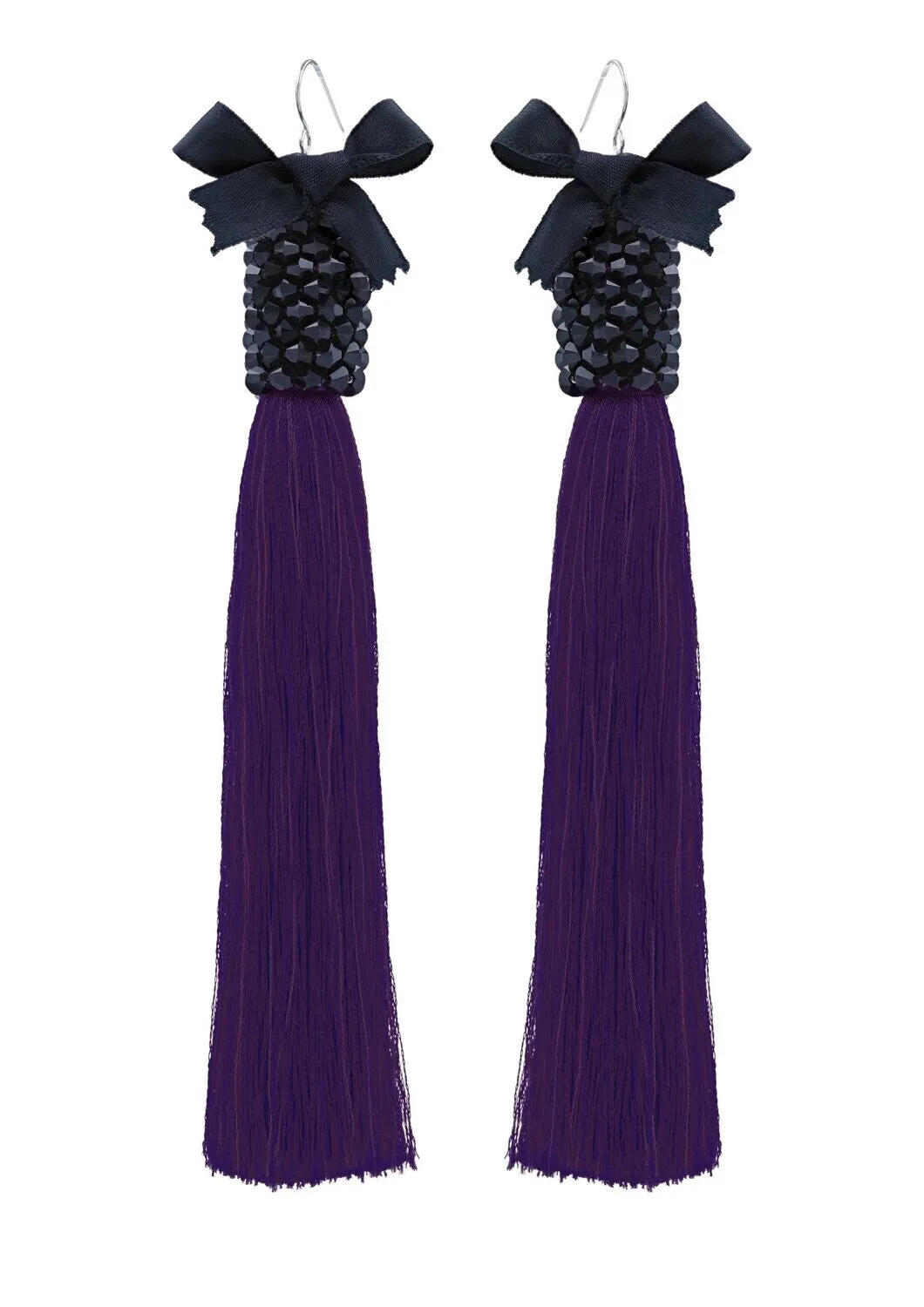 Purple Silk Tassel Earrings