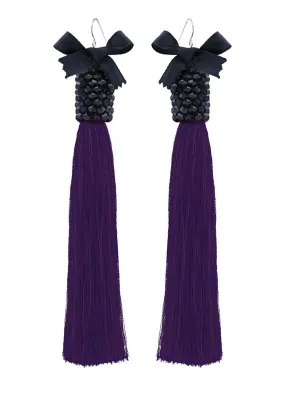 Purple Silk Tassel Earrings