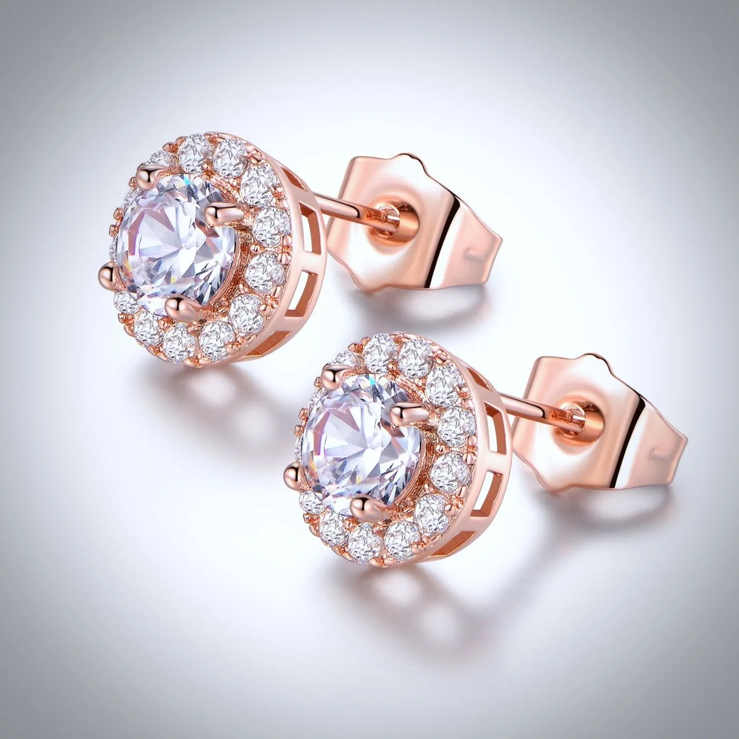 "Milan" - Cubic Zirconia Rose Gold Bracelet and Earrings Set