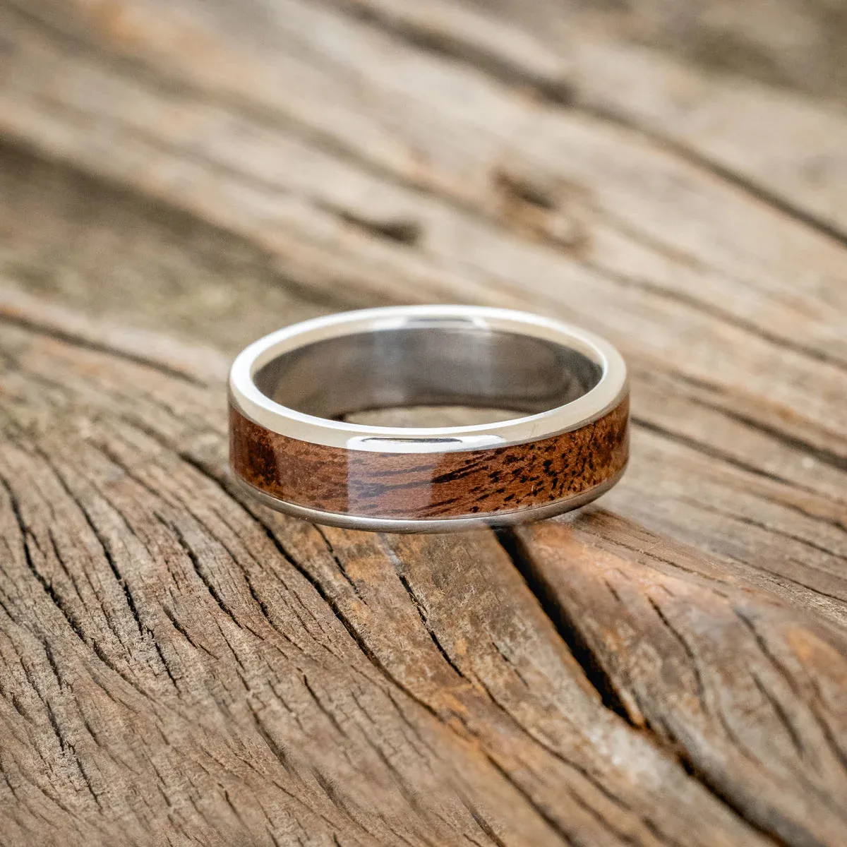 "RAINIER" - KOA WOOD WEDDING RING - TITANIUM (6MM) - SIZE 12