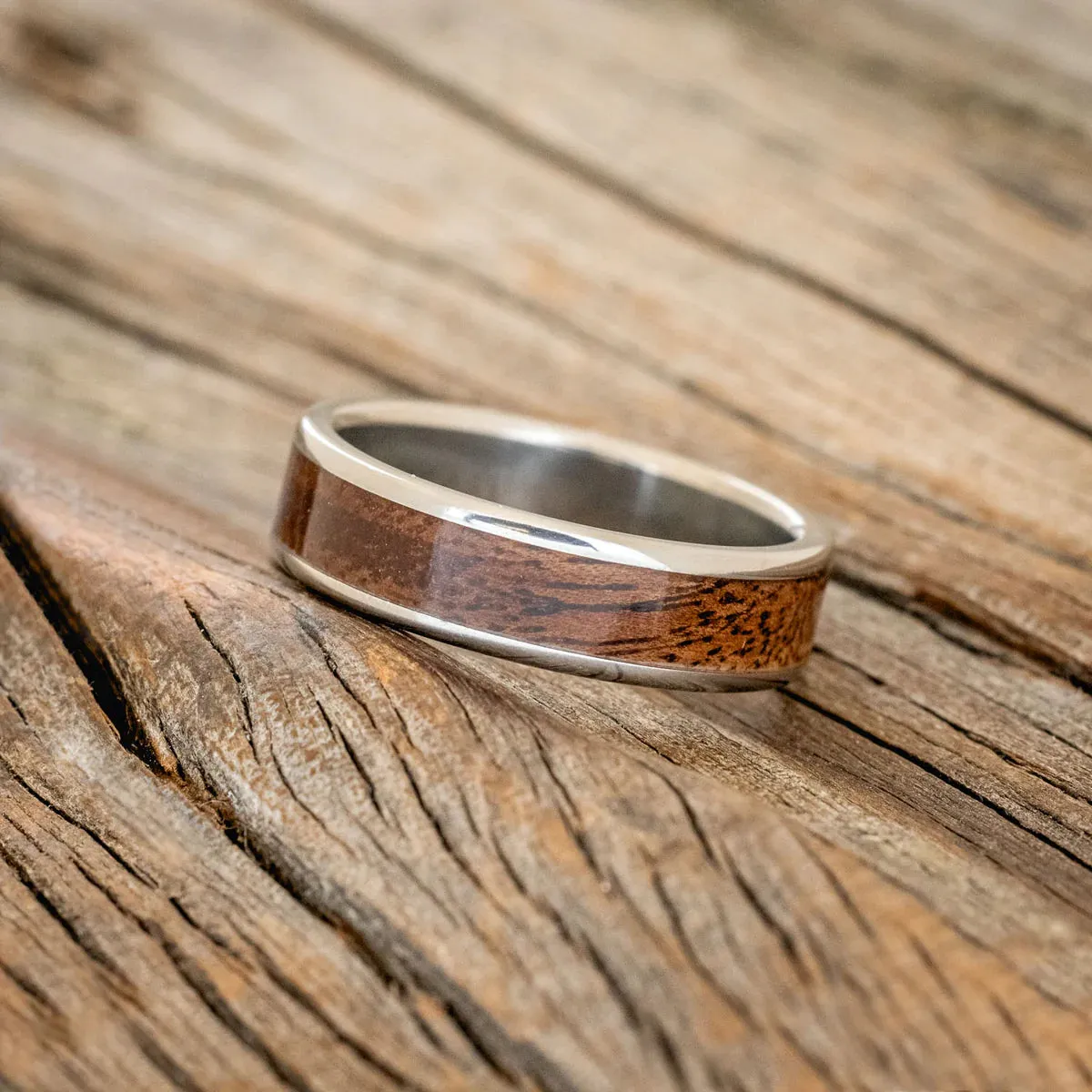 "RAINIER" - KOA WOOD WEDDING RING - TITANIUM (6MM) - SIZE 12