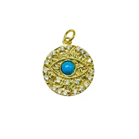 Round Eye Turquoise Charm For Charm Necklace & Bracelet