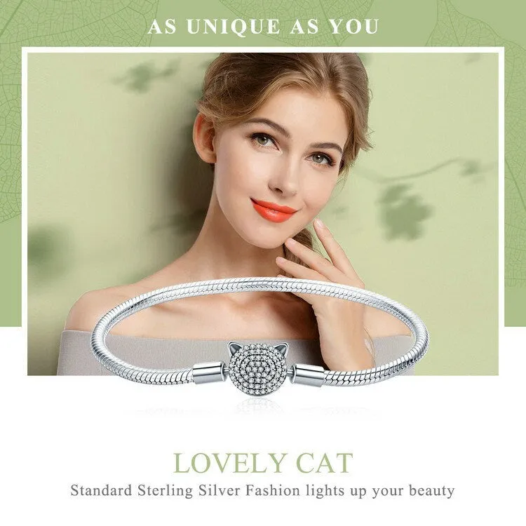 S925 Silver Lovely Cat Charm Bracelet