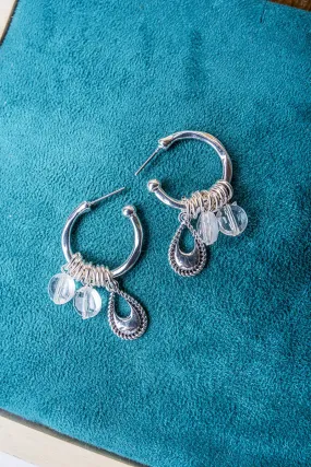 SALE! Elise Beaded Teardrop Hoop Charm Earrings