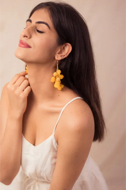 Samoolam Swing Earrings - Yellow Floral