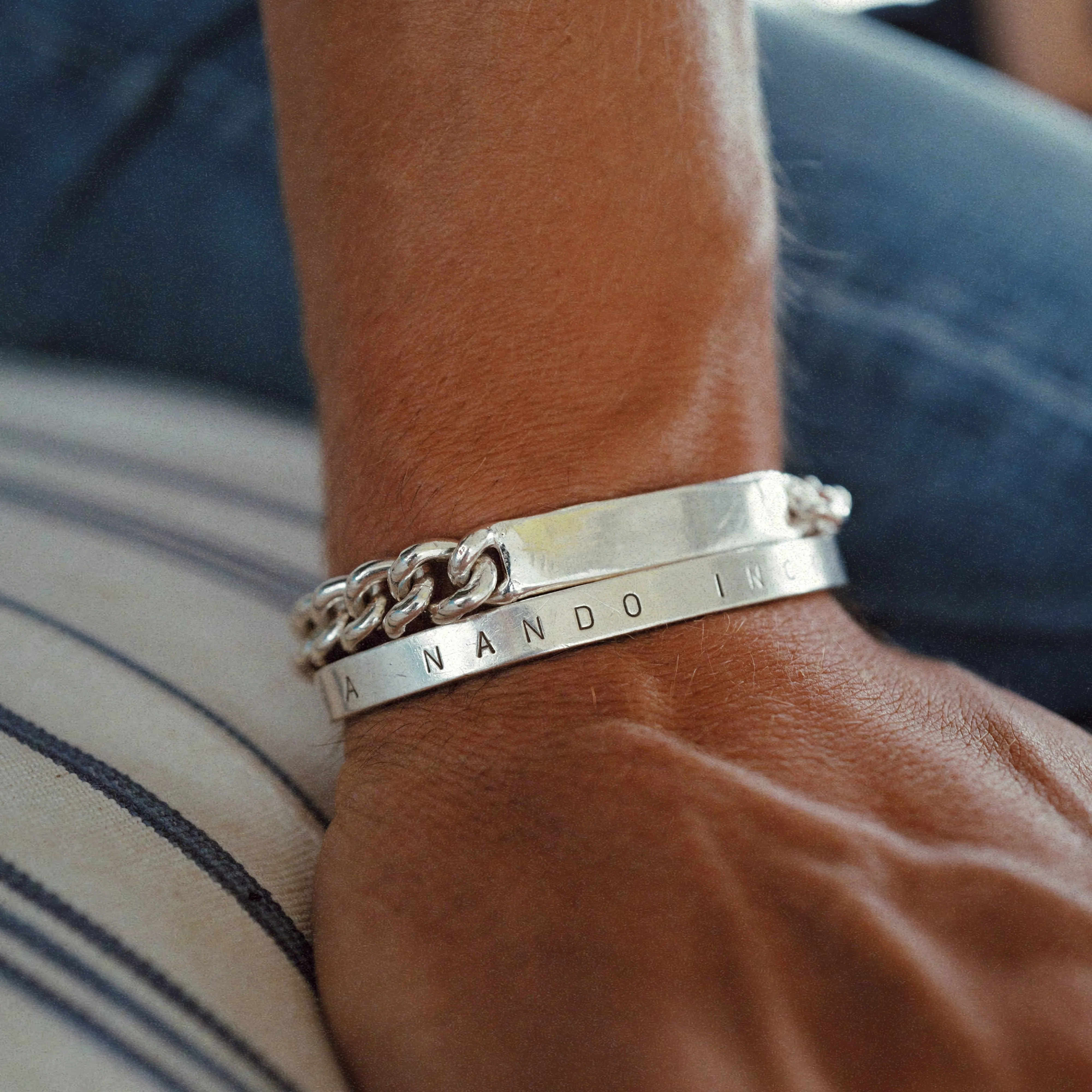 Silver Extra Large ID Bracelet with Handwriting