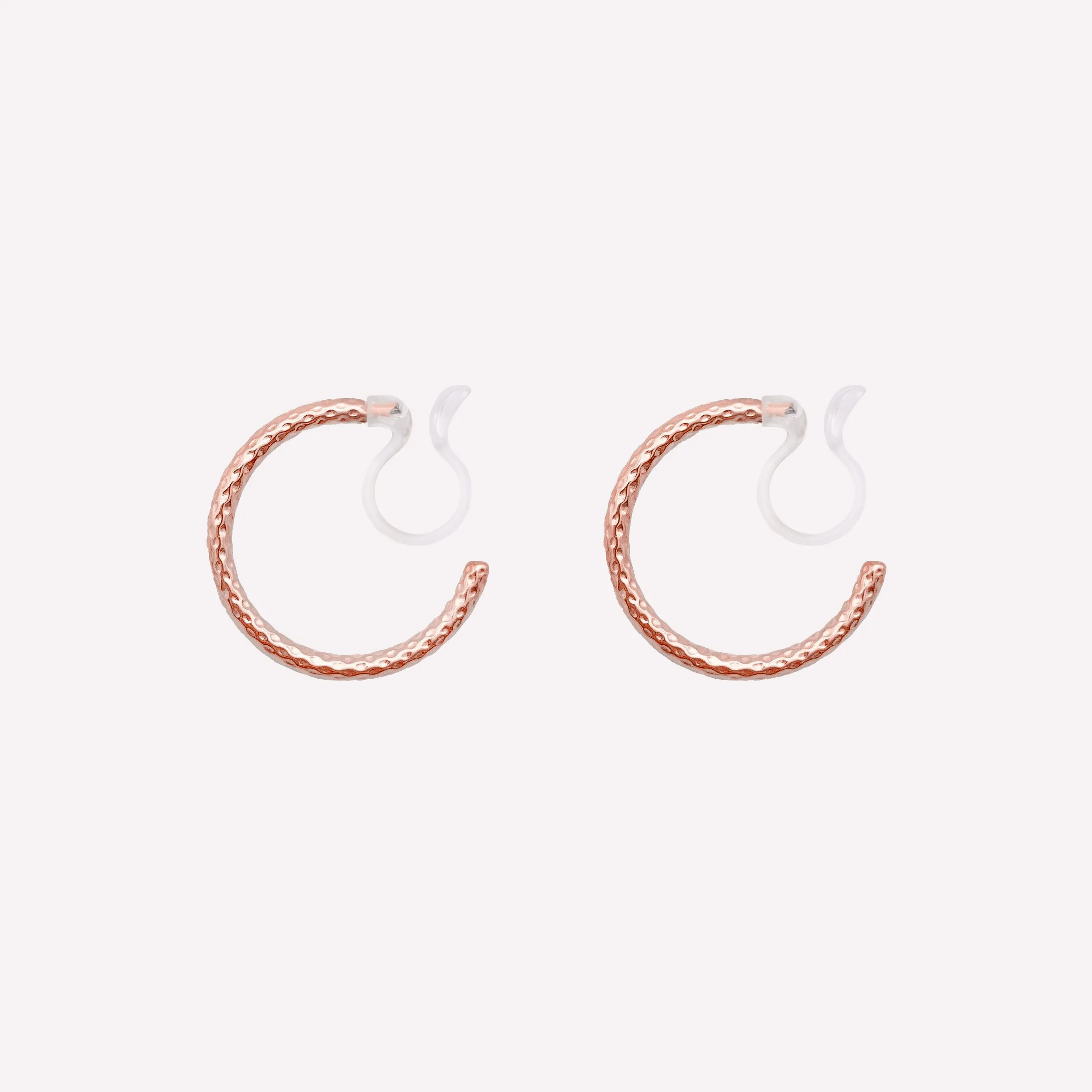 SMALL TEXTURED HOOP CLIP-ON EARRINGS IN ROSE GOLD