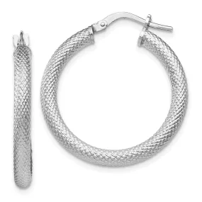 Sterling Silver Textured Hinged Hoop Earrings