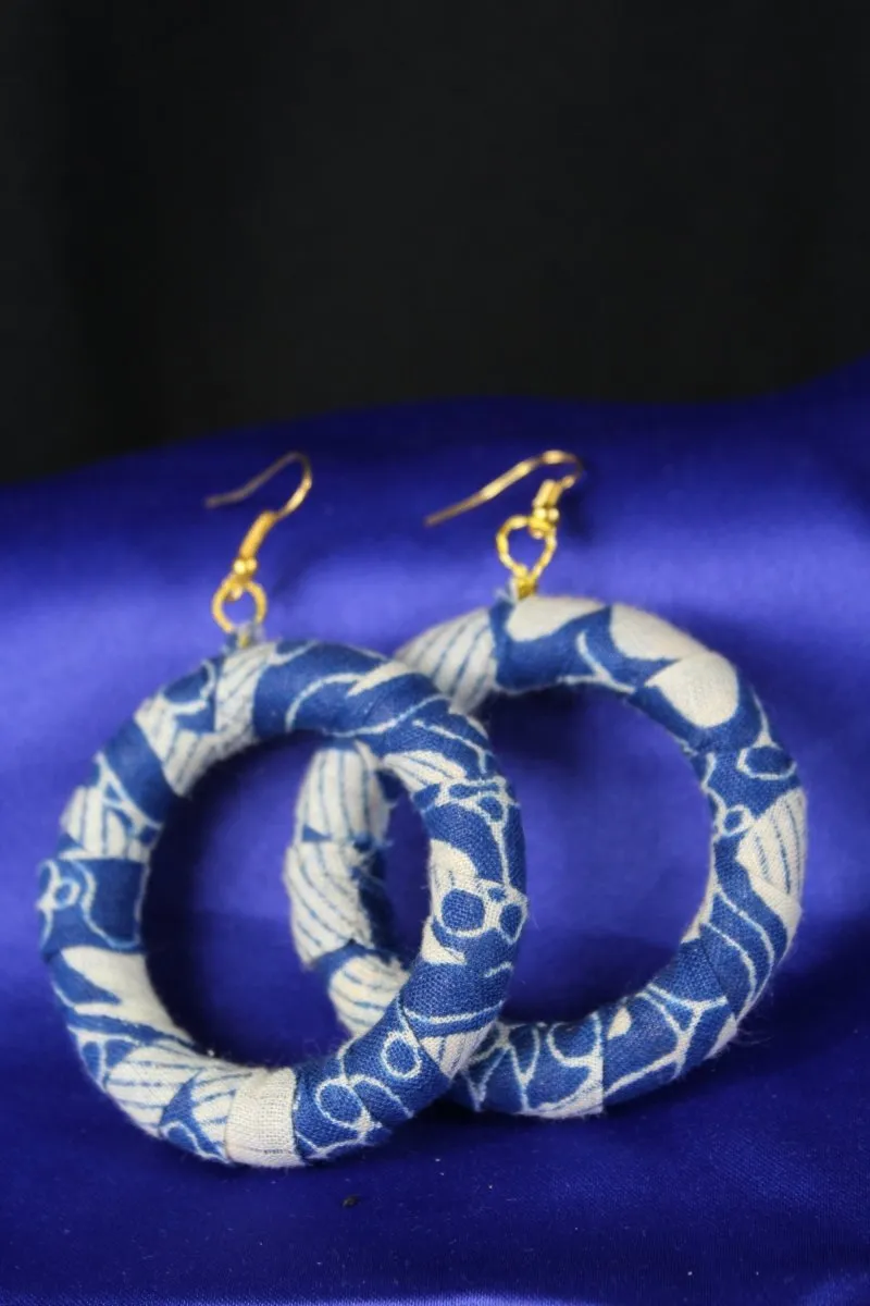 Subtle Blue African Print Earrings