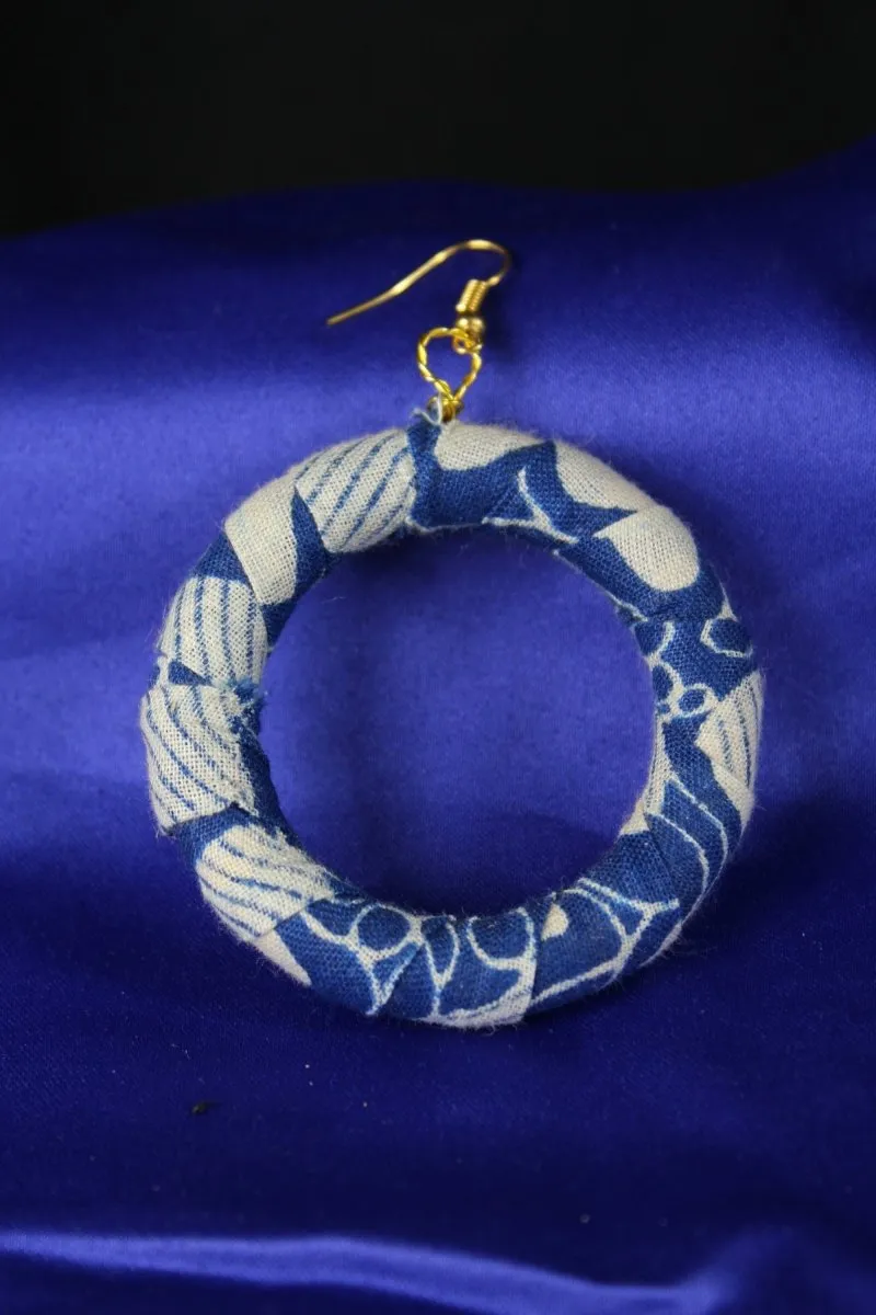 Subtle Blue African Print Earrings