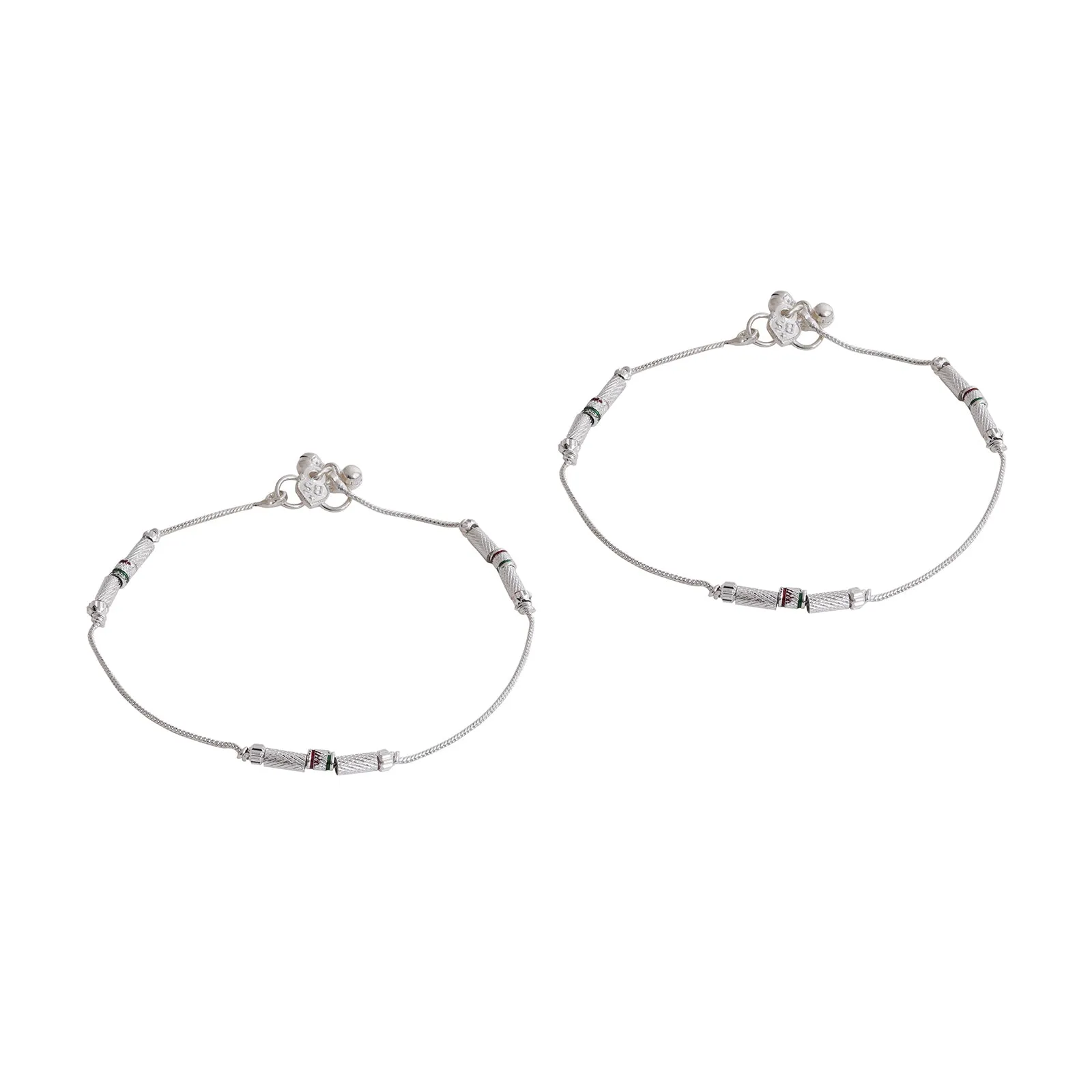 Teejh Ismal Silver Anklets