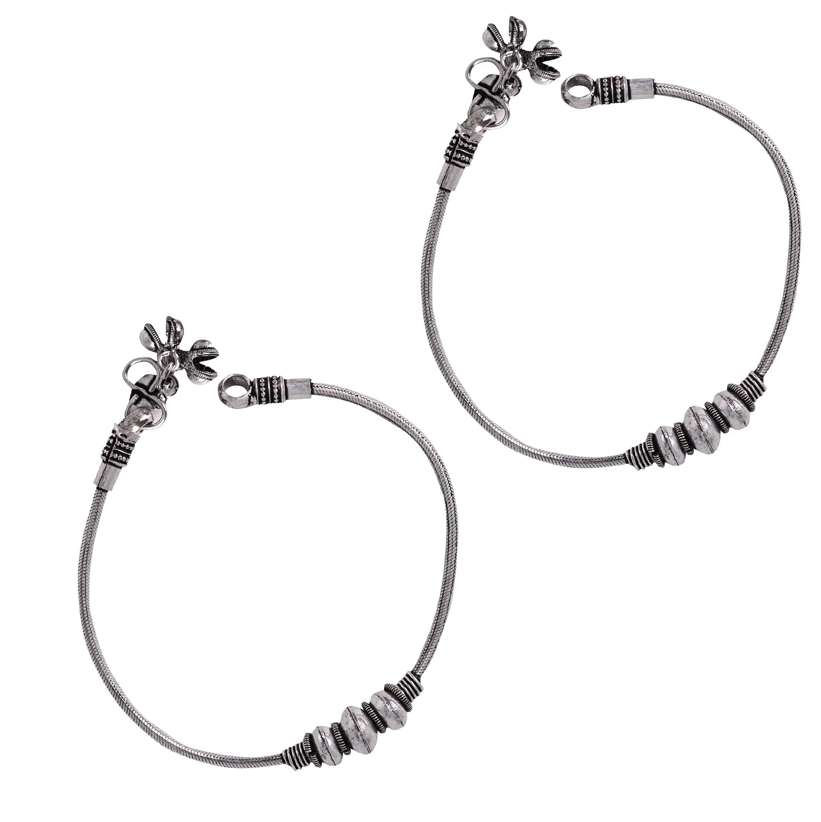 Teejh Sejal Silver Oxidised Anklets