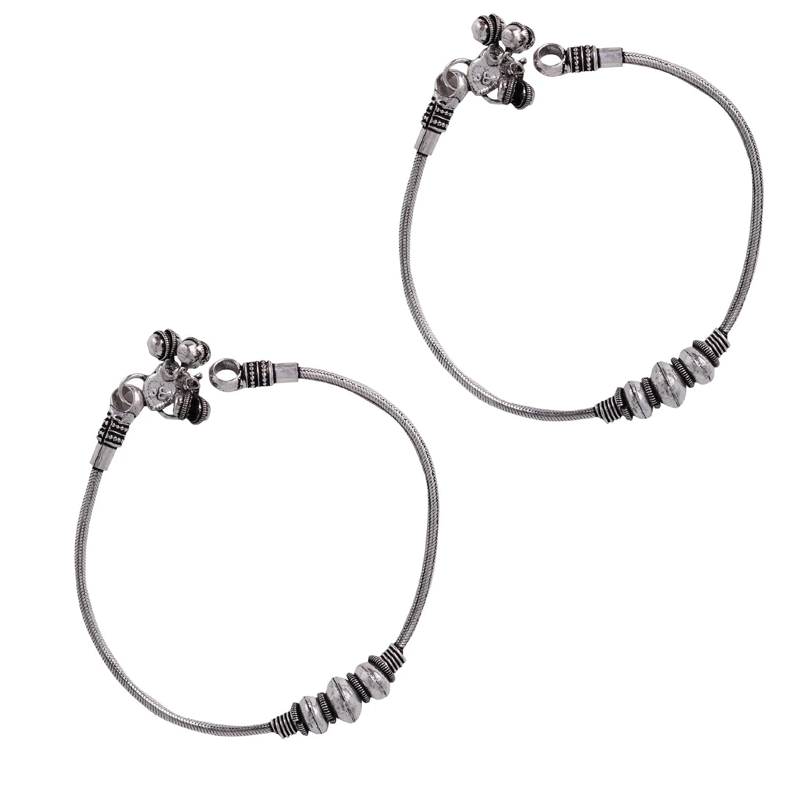 Teejh Sejal Silver Oxidised Anklets