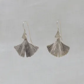 Textured Ginkgo Earrings in Sterling Silver