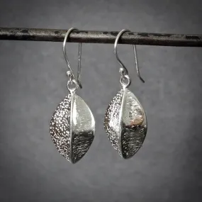 Textured Sterling Silver Drop Earrings