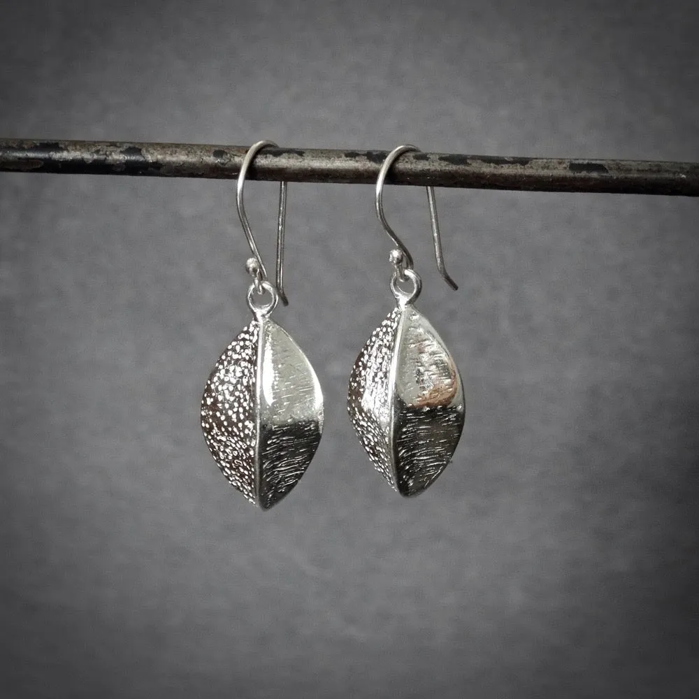 Textured Sterling Silver Drop Earrings