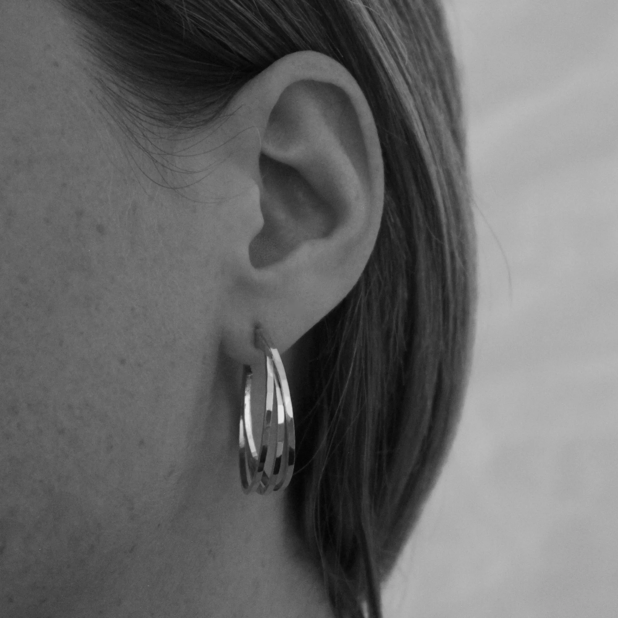 Trio Hammered Hoop Earrings