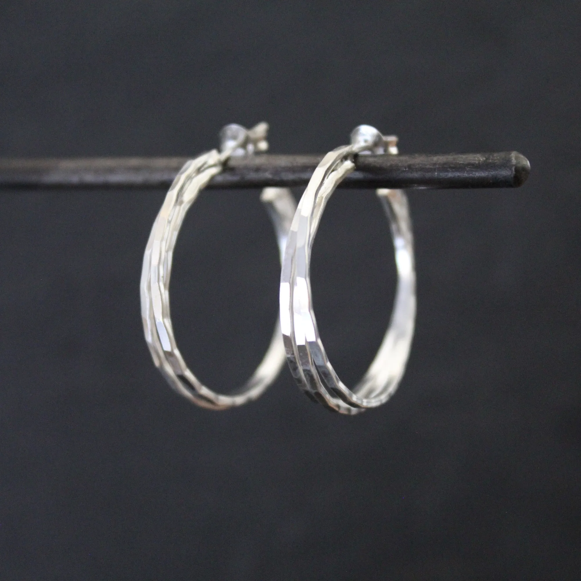 Trio Hammered Hoop Earrings