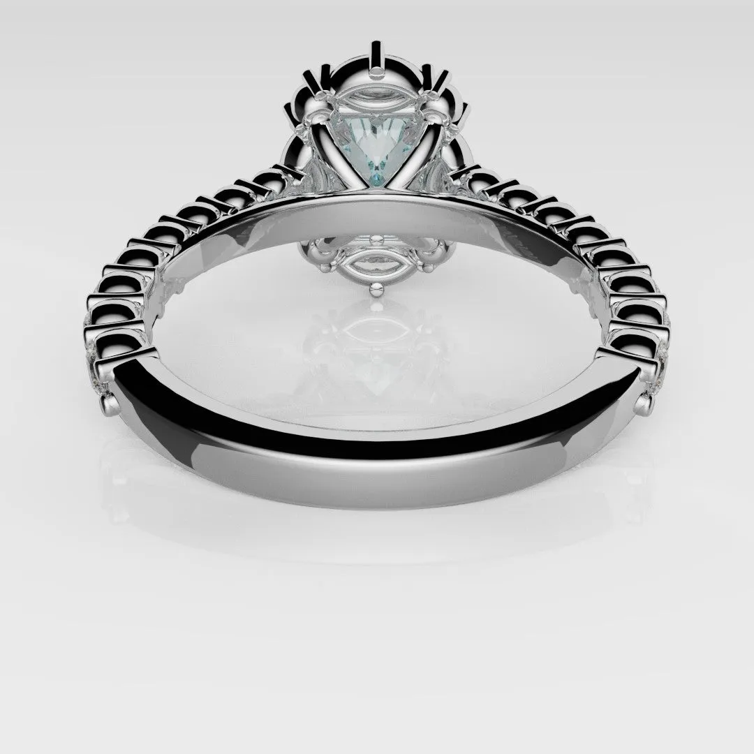 Unique Marquise Halo With Blue Radiant Cut Diamond