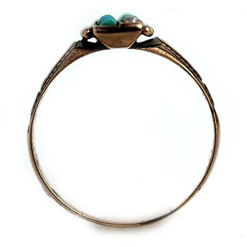 Unique Turquoise & Pearl Engagement Ring