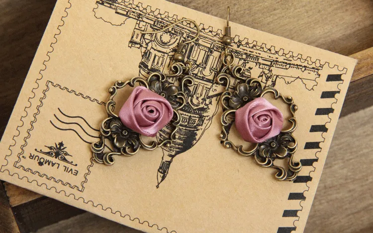 Vintage Style Rose Ear Hooks Earrings