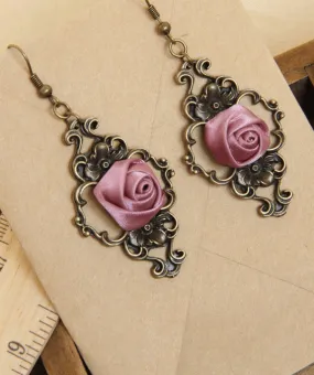 Vintage Style Rose Ear Hooks Earrings