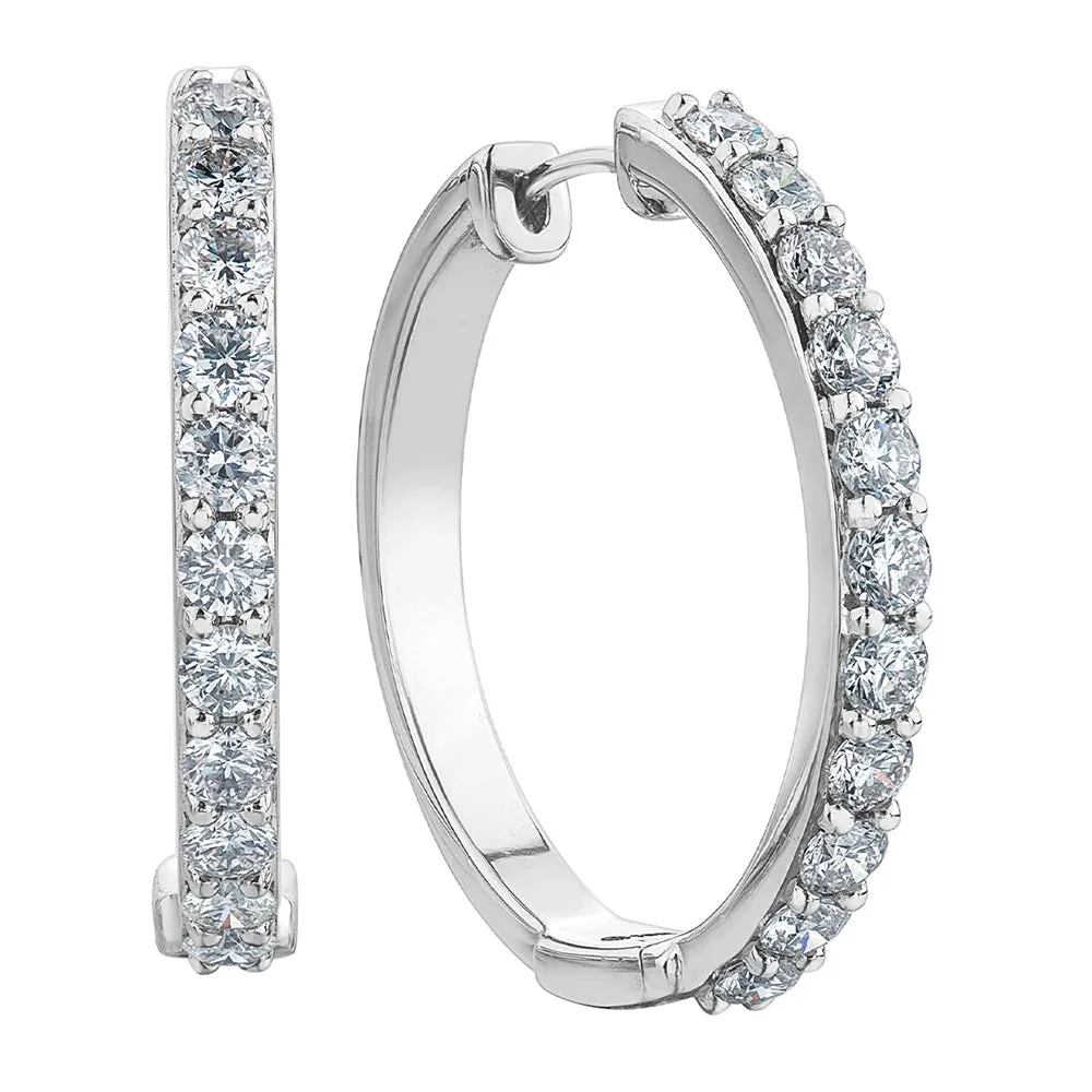 White Gold and Diamond Hoop Earrings