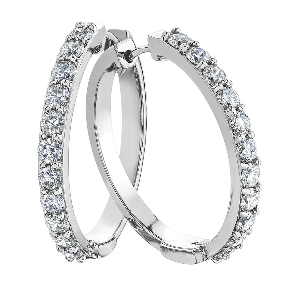 White Gold and Diamond Hoop Earrings